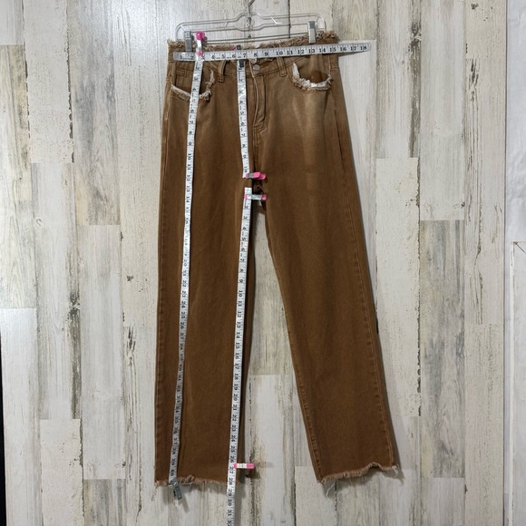 SHEIN Manfinity Brown Straight Jeans with Frayed Hem - Picture 2 of 14